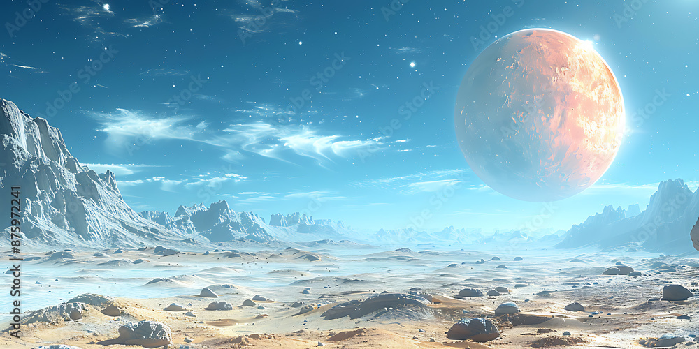 Poster immersive virtual reality environment with high-tech background