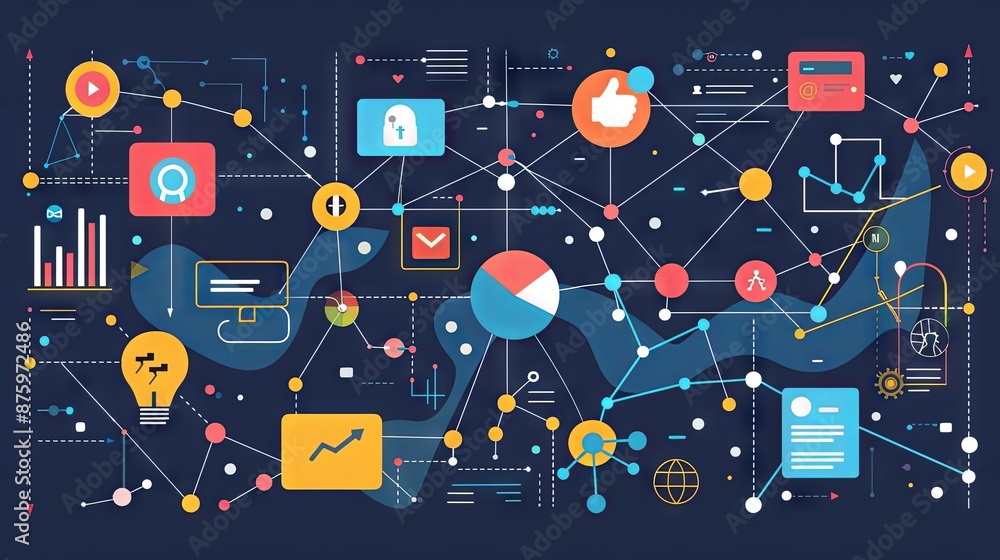 Poster abstract illustration of digital networking and connectivity