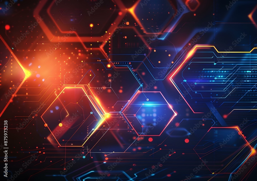 Poster abstract technology background with hexagon pattern