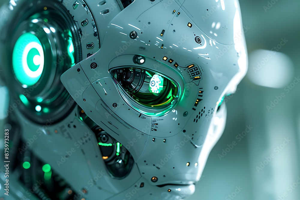 Poster stylized metallic robotics lab background