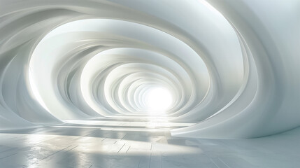  Futuristic white abstract architecture with lines and curves