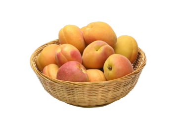 Albaricoques en una canasta de mimbre, fruta fresca