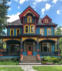 Victorian Style House with Colorful Paint