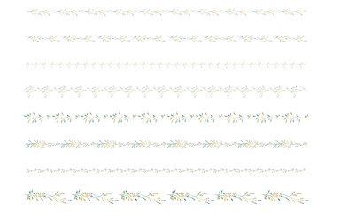 草木のラインセット。グラデーション。