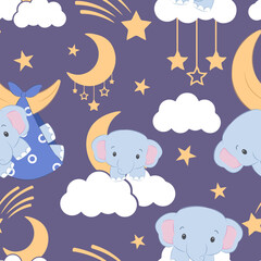Cute baby animals seamless pattern