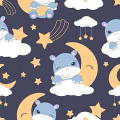 Cute baby animals seamless pattern
