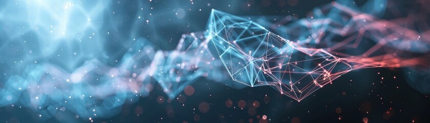 Abstract lines and shapes forming a hyper realistic global blockchain network, digital innovation, futuristic design