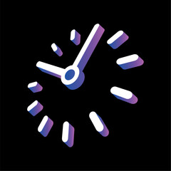 purple-blue perspective wall clock concept. analog clock interface