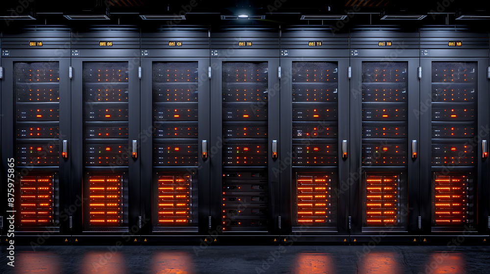 Poster high-tech server racks with customizable space