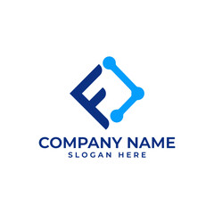 F initial lettermark with the Conneted dot to represent the technology industry