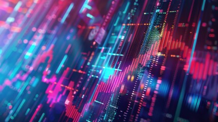 Hyper realistic risk management, vibrant colors and abstract shapes, futuristic finance design