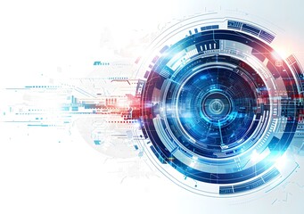 Obraz premium Abstract Technology Background with Blue and Red Circular Design