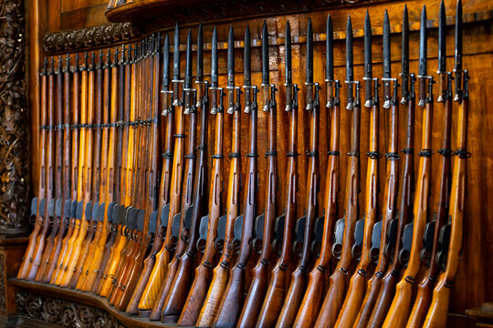 Old wood riffles with bayonets