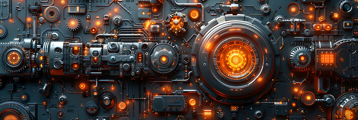 Fototapeta premium Robotic Futurism Background with Metallic Minimalism
