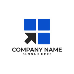 Window logo in modern and minimalist style with the upward cursor arrow to represent digital technology industry