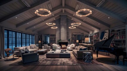 High ceiling living room