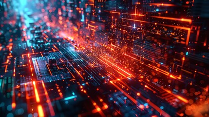 Obraz premium futuristic circuit board glowing technological abstract background graphic resource.