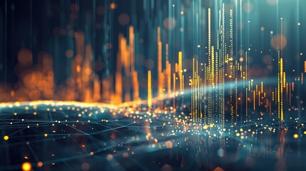 Futuristic 3D Financial Growth Visualization with Copyspace