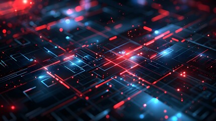 Fototapeta premium Abstract Technology Background with Red and Blue Lines