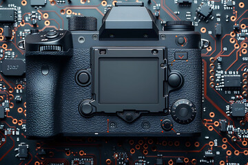 Realistic Technical Devices on Modern Technology Background