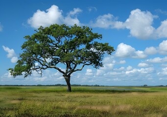 Obraz premium Tree in the middle of the grassland