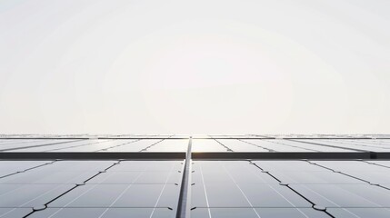Obraz premium Hyper realistic sleek solar panels, clean white background, minimalist renewable technology concept