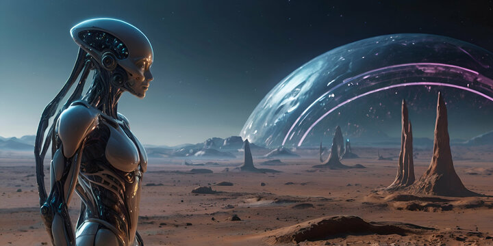 Alien Explains AI Technology Concept on Another Planet