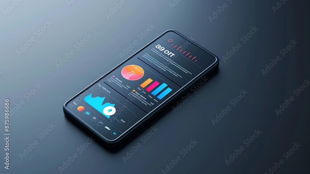 Poster digital finance management with modern mobile app interface