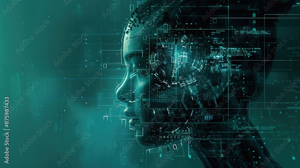 Poster illuminating ai insights: abstract minimalistic digital artwork of learning processes
