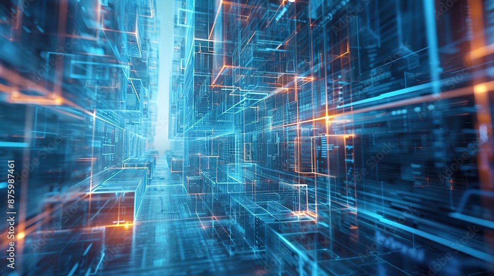 Poster futuristic virtual reality environment with ai-generated architecture in macro view