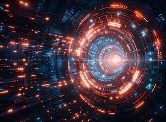 Fototapeta premium Futuristic Tunnel Technology Background