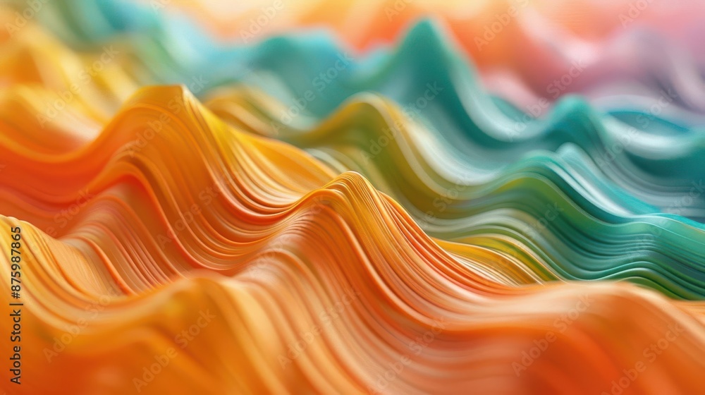 Poster organic wavy lines blending together in a harmonious flow of colors, creating a natural and abstract