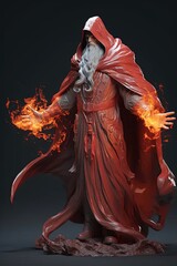 a statue of a wizard holding a flame