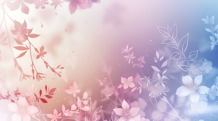 Fototapeta premium Soft pastel gradient background with delicate floral motifs and negative space