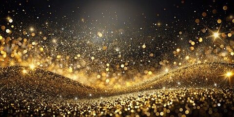 Obraz premium Luxurious black and gold abstract background with sparkling glitter, luxury, abstract, graphic, design, elegant