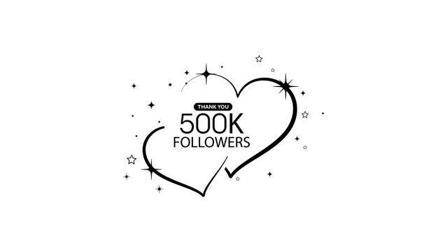 Thank you 500k followers card on white background	