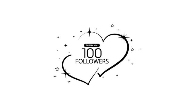 Thank you 100 followers card on white background	