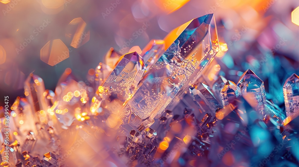 Poster abstract macro view of intricate crystalline structures developing in laboratory experiment