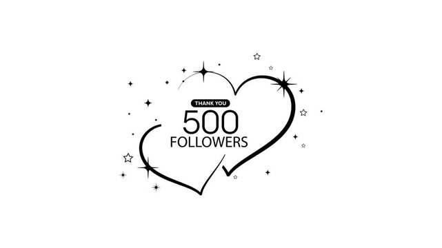 Thank you 500 followers card on white background	