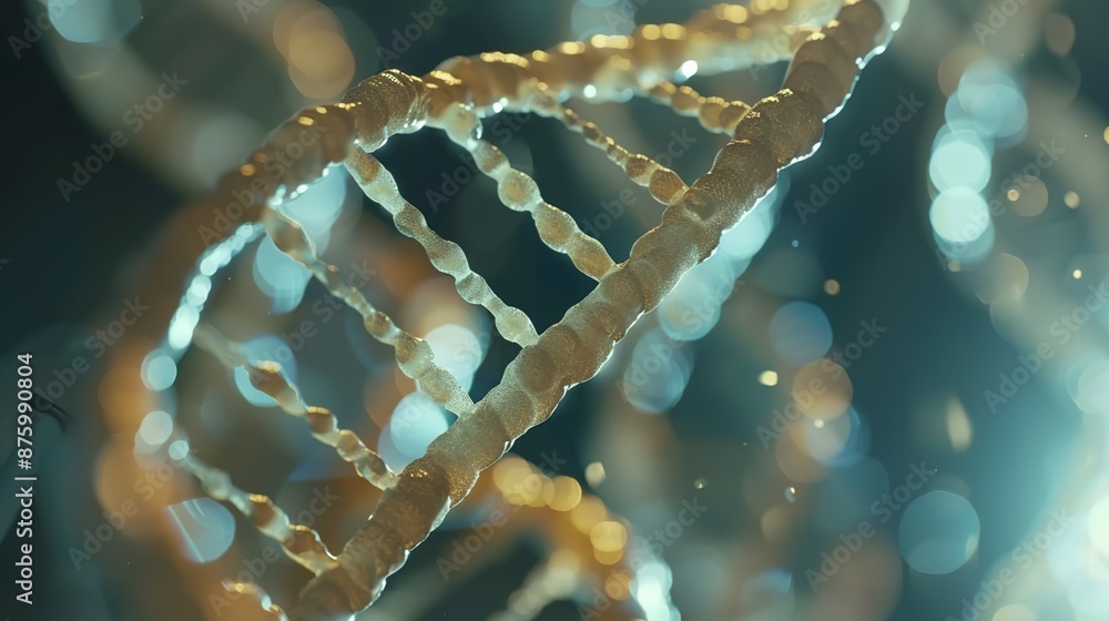 Poster exploring the wonders of genetics: selective focus on dna strands in a science laboratory