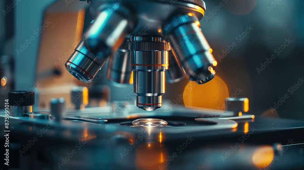 Aufkleber macro view of scientific research instruments with soft bokeh background for laboratory concept
