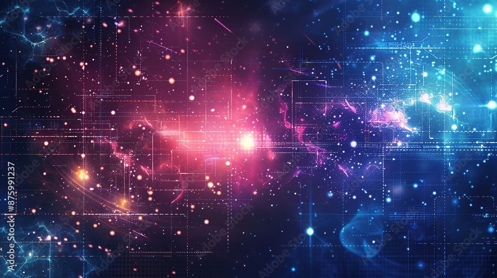 Poster futuristic abstract background of scientific analysis with copy space for text