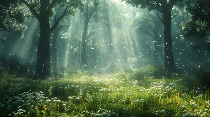 Naklejka premium morning in the forest