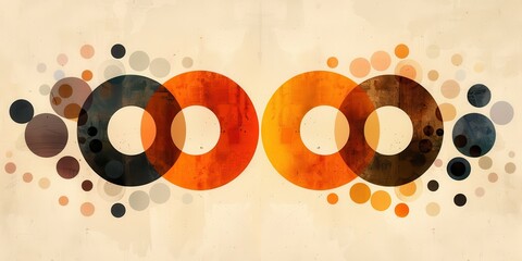Obraz premium Vintage Abstract S Pattern With Orange and Black Circles