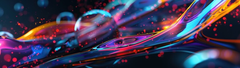 Digital transactions, hyper realistic, vibrant abstract shapes and colors, modern financial theme