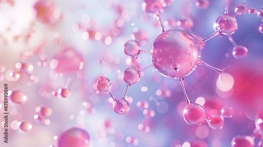 Poster ethereal molecular structures in science lab - soft-focus image of cellular compounds in laboratory 