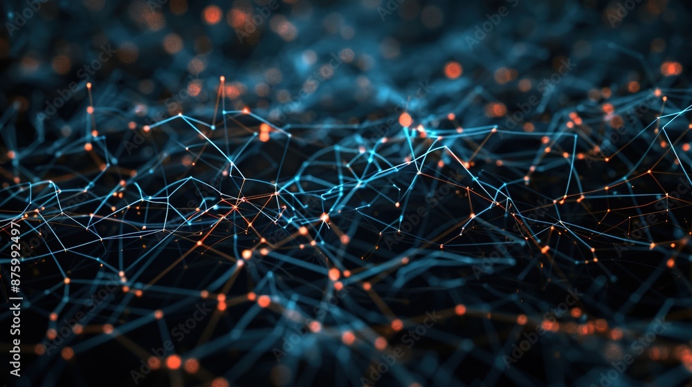 Aufkleber illuminated neural networks: abstract artistic depiction with glowing lines on black background