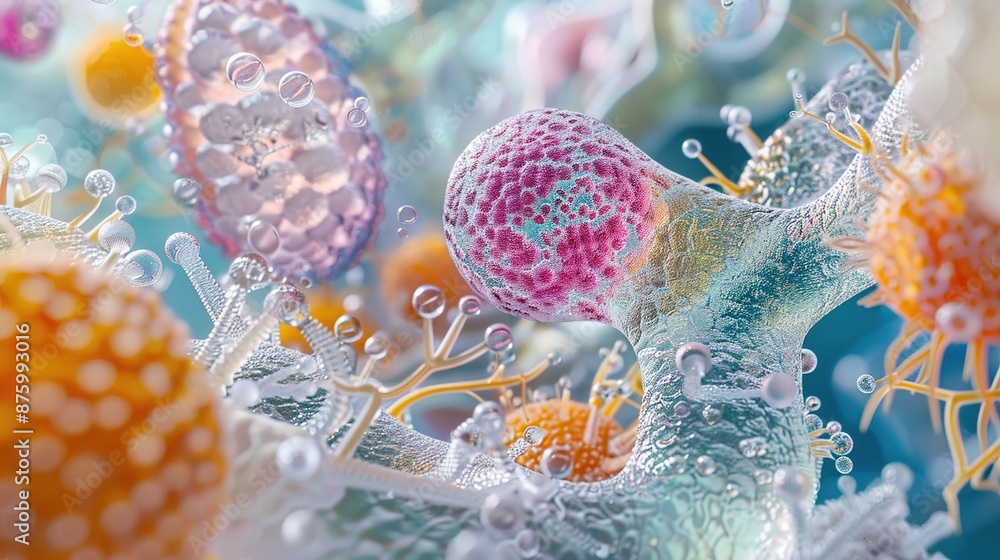 Poster intricate cellular structures revealed: microscopic view of science