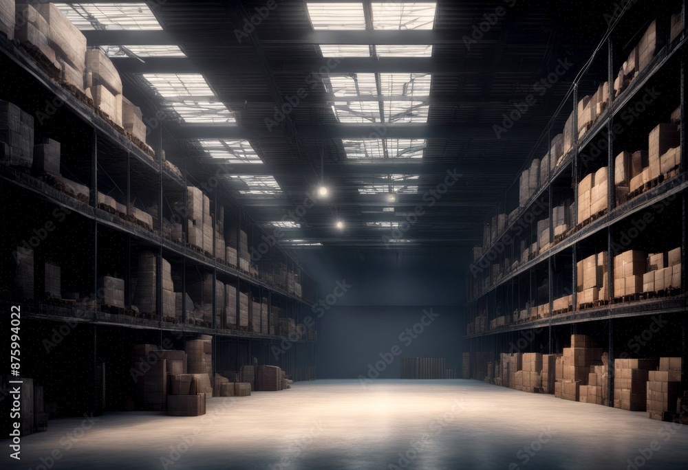 Poster empty three dimensional render ai dark generated warehouse three-dimensional abstract architecture b