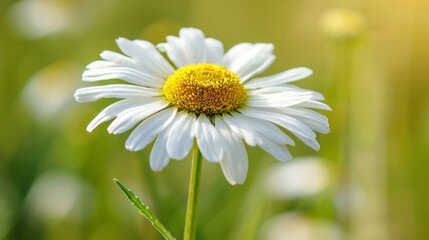 a chamomile flower front, closeup, professional, nature photography
